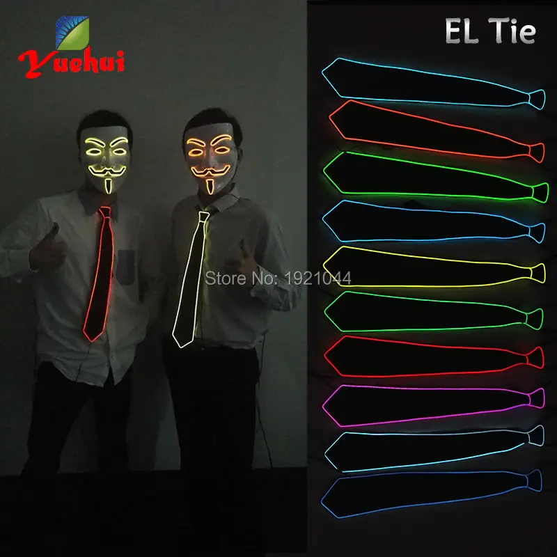 Special Offers Electroluminescent wire EL Wire Glowing Necktie with Neon Lamp LED neon rope tube Flash Tue Cosplay Decoration