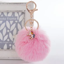 Unicórnio colorido Chaveiro Avengers Chaveiro Jóias Chaveiro Bola de Pêlo Pompom Pom Pom Fofo Saco Carro Chaveiro Para As Mulheres anel chave(China)