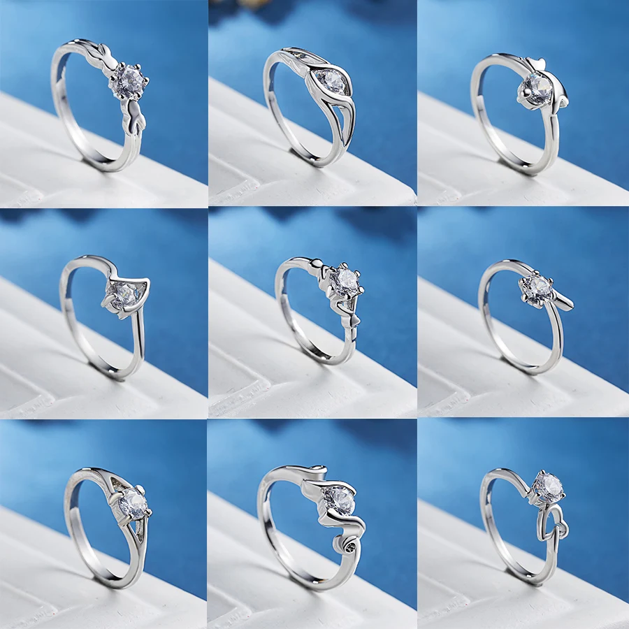 

17mm 18mm Romantic Wedding Rings Jewelry Cubic Zirconia Ring for Women Men Silver Finger Engagement Rings Girls Accessories