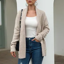 JAYCOSIN, женский свитер, зима, однотонный, длинный рукав, Свободный кардиган, вязаный свитер, накидка, кардиган, свитер для женщин, 19JUL13