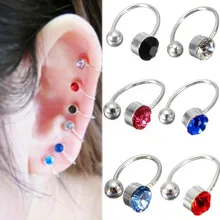 2pcs 2015 Brand New New Ear Clip Cuff Wrap Earrings Crystal Rhinestone Fake Nose No piercing Clip on Women Men Party Jewelry