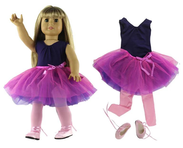 

1 Set Purple Beautiful Party Princess Dress Outfit Doll Clothes for 18 inch doll clothes A16
