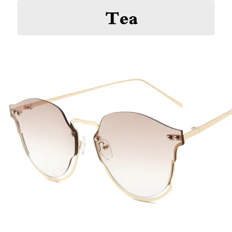 Бескаркасные круглые женские солнцезащитные очки с металлическим градиентом, Необычные фирменные дизайнерские Роскошные бескаркасные мужские уличные очки Oculos De Sol - Цвет линз: Tea