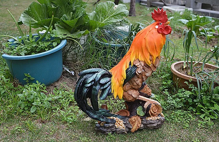 Домашний сад Смола курица статуэтка в виде петуха украшение садовая трава украшения Ремесло Сад Смола курица скульптура