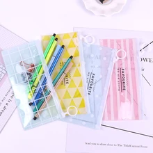 Новые корейские школьные канцелярские принадлежности милые Kawaii креативные пеналы из ПВХ свежие полупрозрачные сумки для хранения