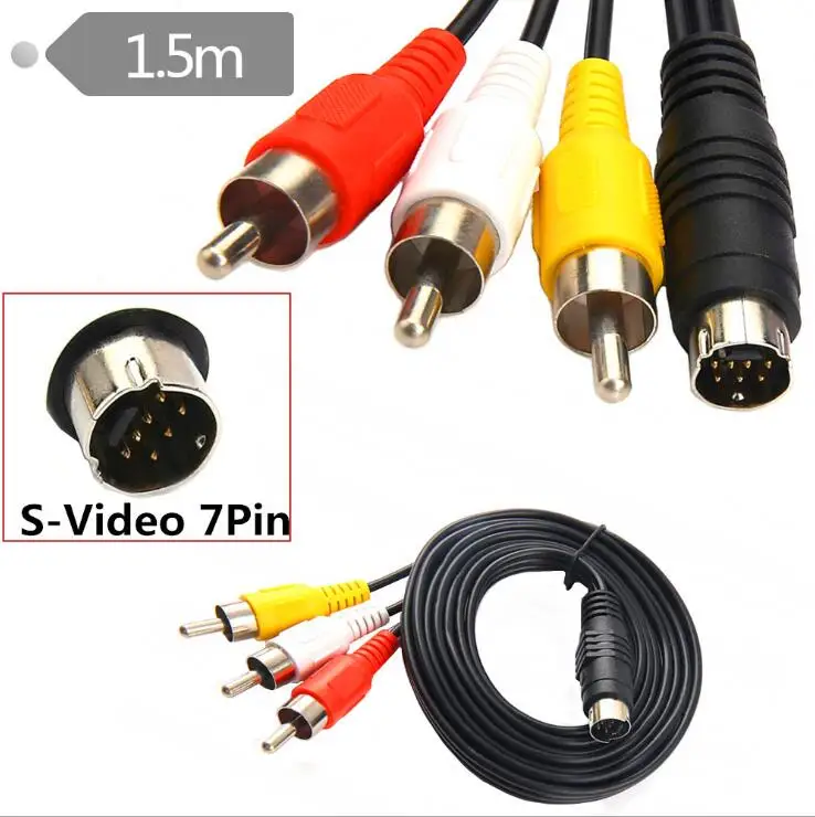 LBSC S Video 7 Pin plug to 3 RCA male Audio Video Cable for PC Laptop