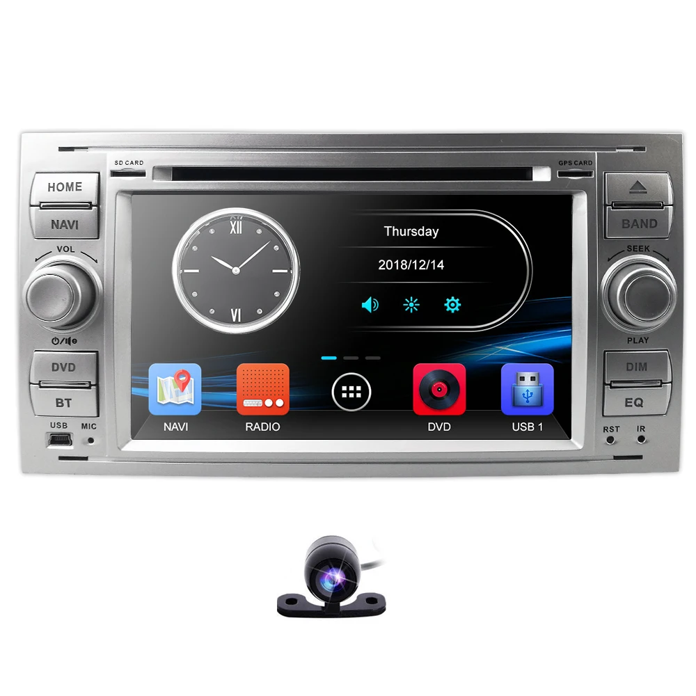 Discount RDS DVR Car DVD radio For Ford Focus Mondeo S-Max 4 Galaxy Kuga Transmit  DAB+ BT Black Silver color Free Map card+Rear Camera 1