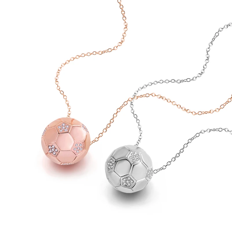 

Fashion 100% solid 925 sterling silver football pendant necklace women silver jewelry Souvenirs and gifts for the 2018 World Cup