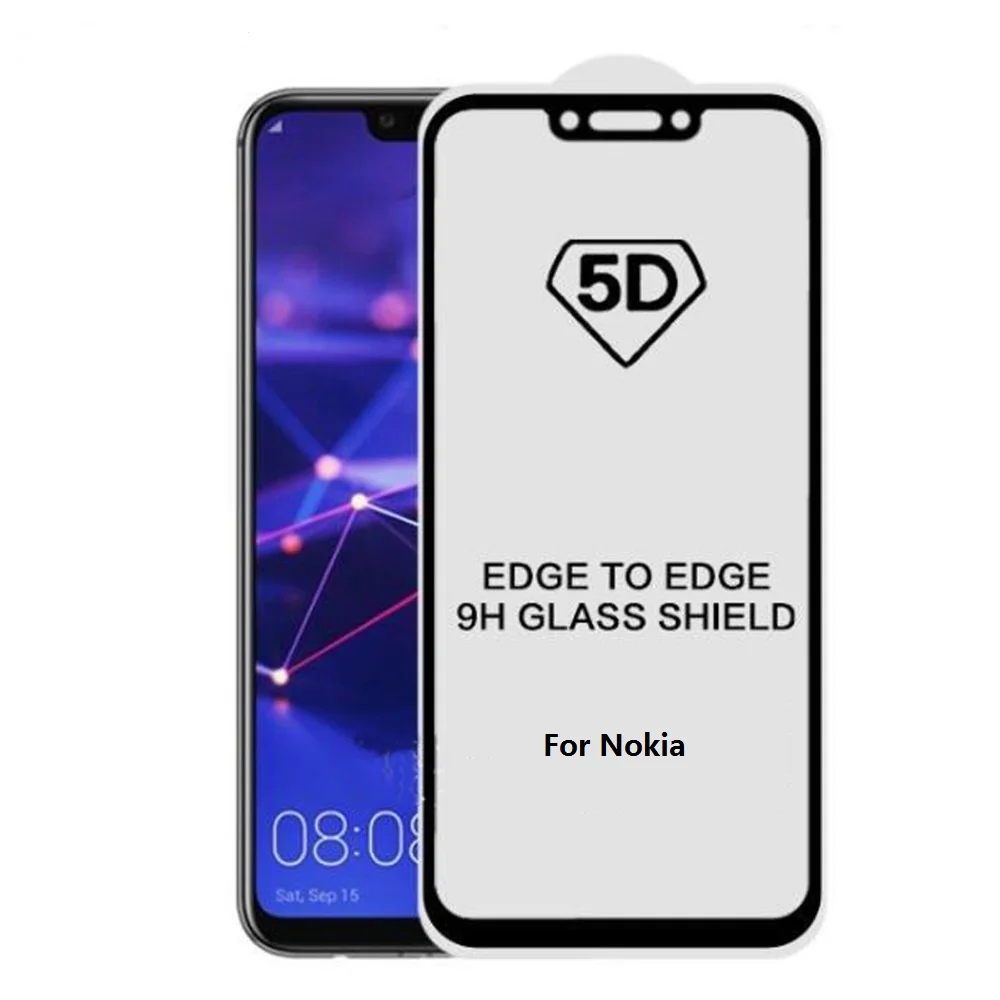Закаленное стекло 5D с полным покрытием для Nokia 1 2 2V 4 X7 X6 X5 7 6 5 3 plus 10 шт./лот |