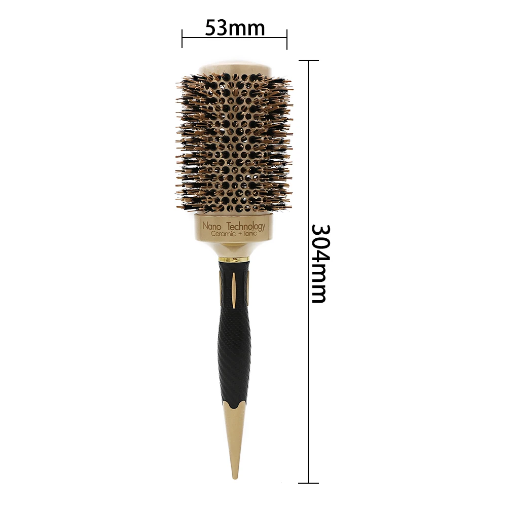 Золотая щетина кабана, термальная щетка для волос, керамическая круглая щетка, воздушный поток, удар, натуральный стиль, алюминиевая щетка для волос, выпрямляющие кисти для завивки