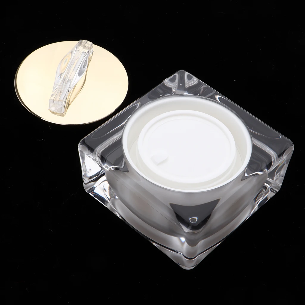 10/15/30 Gram High Grade Acrylic Cosmetic Bottle Makeup Jar Pot Face Eye Cream Container with white inner liners and golden lids