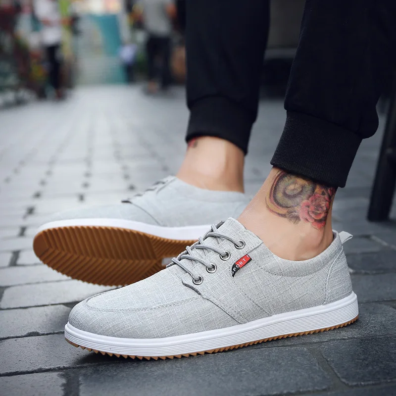

2019 Summer Men Shoes Trend Canvas Shoes Male Casual Shoes Men's Low Board Outwear Flats Breathable Driving Shoes Big Size 44