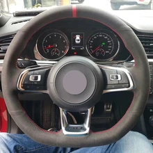Черная замша чехол рулевого колеса автомобиля для Volkswagen Golf 7 GTI Golf R MK7 VW Polo GTI Scirocco
