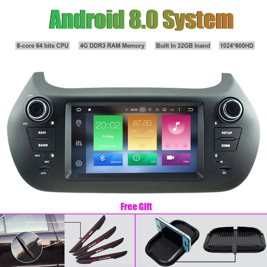 Octa Core Android 8 0 CAR DVD Player for DECKLESS FIAT FIORION Auto RADIO STEREO font