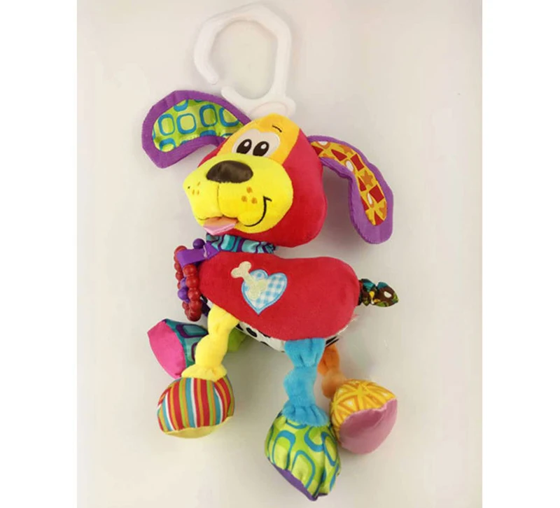35*22CM Musical Cute Rattles Bed Crib Stroller Kids Stuffed Doll Vibrator Dog Hand Bell Shake RingToy With Teether D012 5