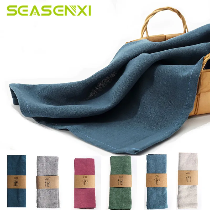 

Cotton Linen Cloth Table Napkin Solid Home Wedding Party Kitchen Cup Dishes Napkins Table Decorative Handkerchief Towel 30x42cm