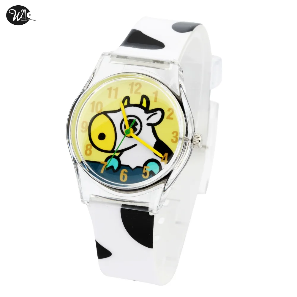 Девушка кварцевые часы дамы Повседневное часовой моды студент творческий корова дизайн Водонепроницаемый часы ребенок часы WL Марка