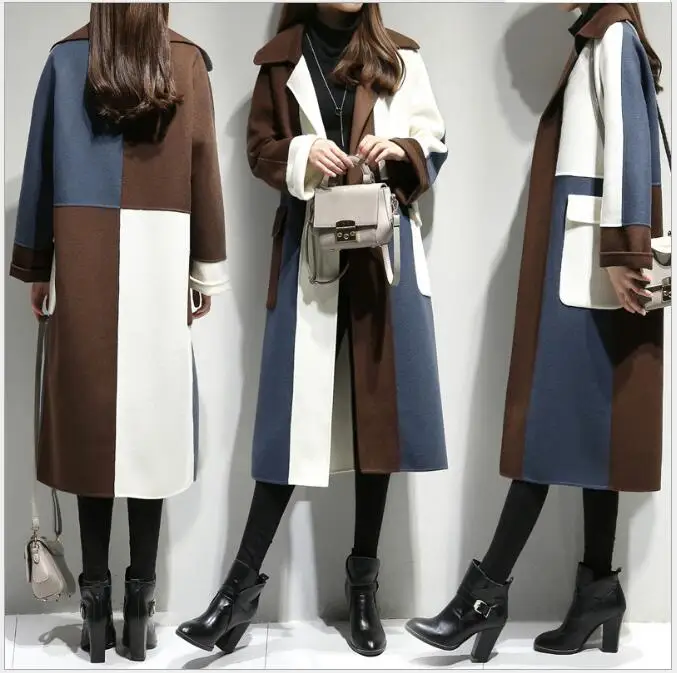 Новинка 2017 осенние и зимние корейский версия Большие размеры Длинные шерстяные