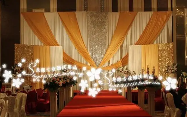 3x6m White and gold font b wedding b font font b backdrop b font drapes for