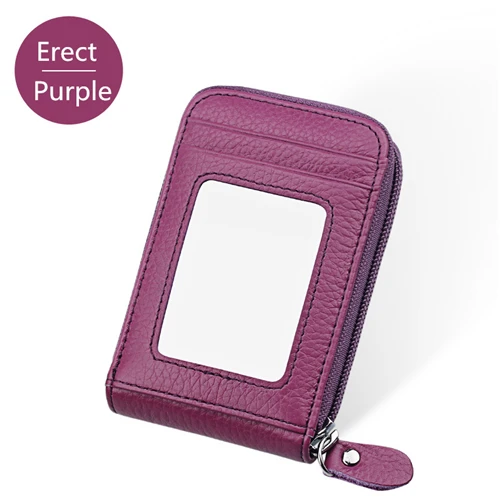 Натуральная кожа унисекс RFID анти-сканирующий бизнес-держатель для карт банк кредитное хранение принадлежности чехол для карт ID держатель для карт carte - Цвет: Erect-purple
