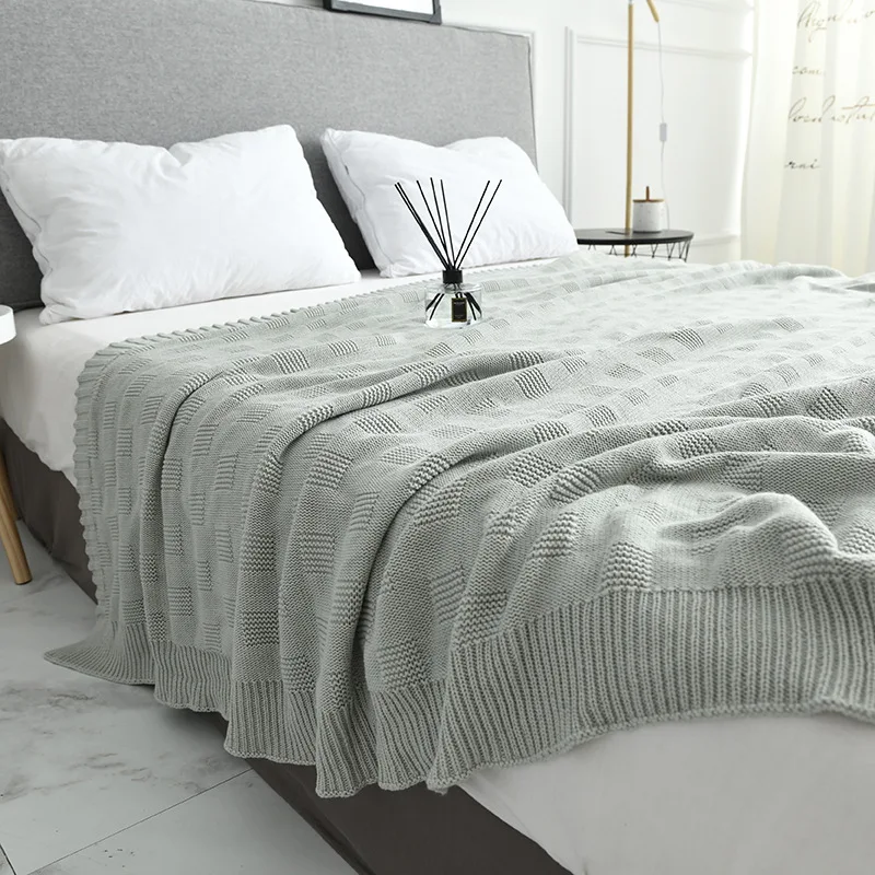 

Soft Big Blankets for Beds Cotton Bedding Plaid Knitting Blanket Air Conditioning Comfy Sleeping Bed Bedspreads manta para sofa