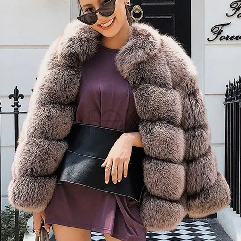 

100% Real Fox Fur Jacket Short Natural Fox Fur Coat Length 60cm Women Winter Fox Fur Warm Thick Genuine Plus Size Fur Clothes