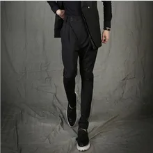 27-44 весна корейские мужские повседневные шаровары Большой размер ноги брюки загрузки вырезать парикмахера DS, для костюма певца одежда