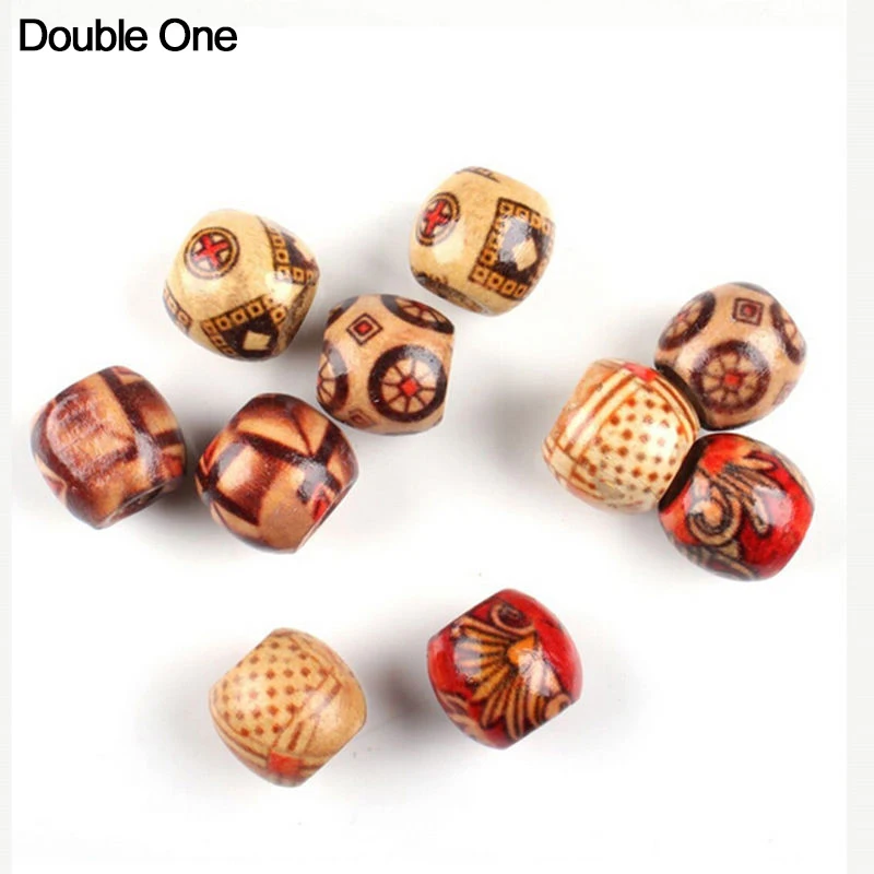 

100pcs Assorted Wooden Beads Mixed Pattern Round Spacer for Charm Bracelet Necklace Dreadlocks DIY Jewelry Making 10mm/12mm/17mm
