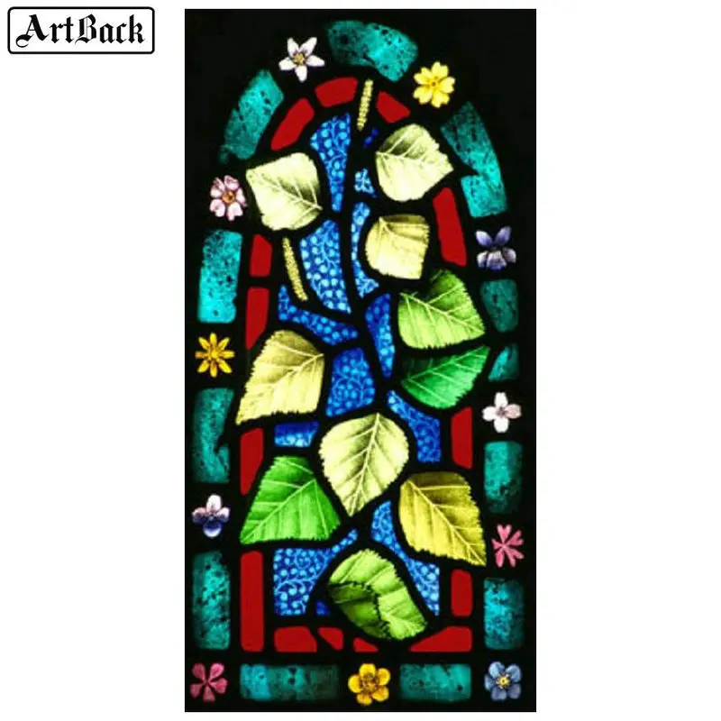 

5d diy diamond painting leaves stained glass jesus sticker 3d full square christian leader diamond mosaic 25 style