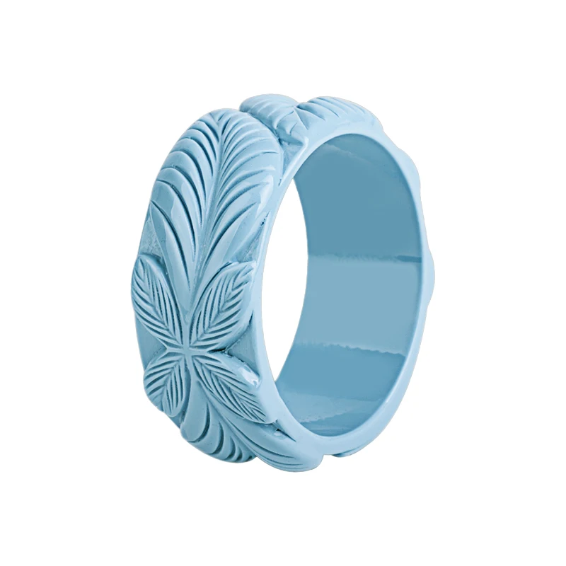 Модный полиуретановый браслет Выгравированные Цветы Модные браслеты для женщин Акриловые широкие браслеты Женский Простой Привлекательный ювелирный - Окраска металла: light blue