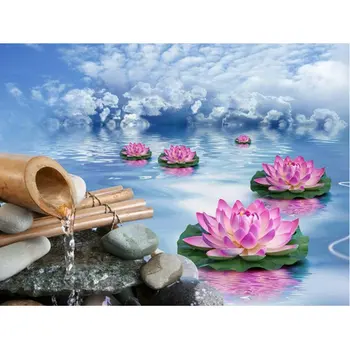 

Diamond embroidery Lotus 5D diy diamond painting cross stitch sets crystal full square rhinestone mosaic unfinish decorative
