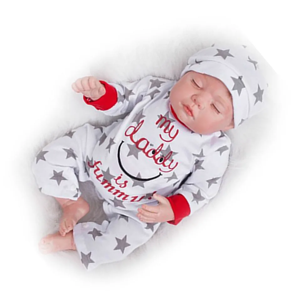 

2017 New Reborn Silicone Dolls Touch Soft Realistic Lifelike Sleeping Baby 22'' Dolls with Clothes For Sale kits Playmates Gifts