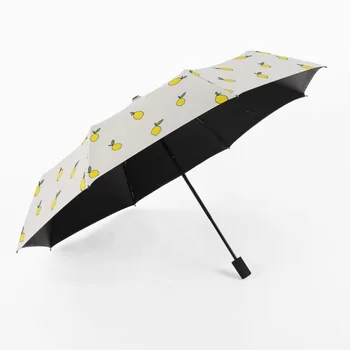 

50pcs Banana Watermelon Cherry Lemon Umbrella Back Coating Parasol Three-folding Windproof Sunny and Rainy Umbrella wen5986
