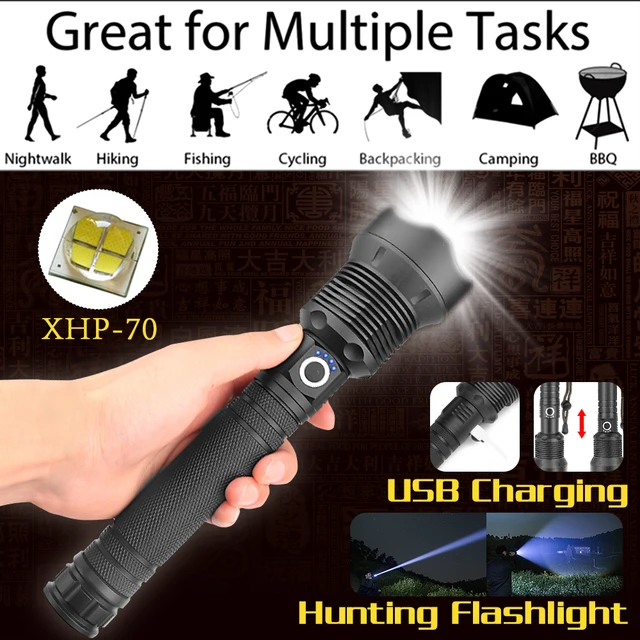 52000 люмен лампа xhp70 самый мощный фонарик usb светодиодный фонарь с зумом xhp50 18650 или 26650 Перезаряжаемые батареи Охота