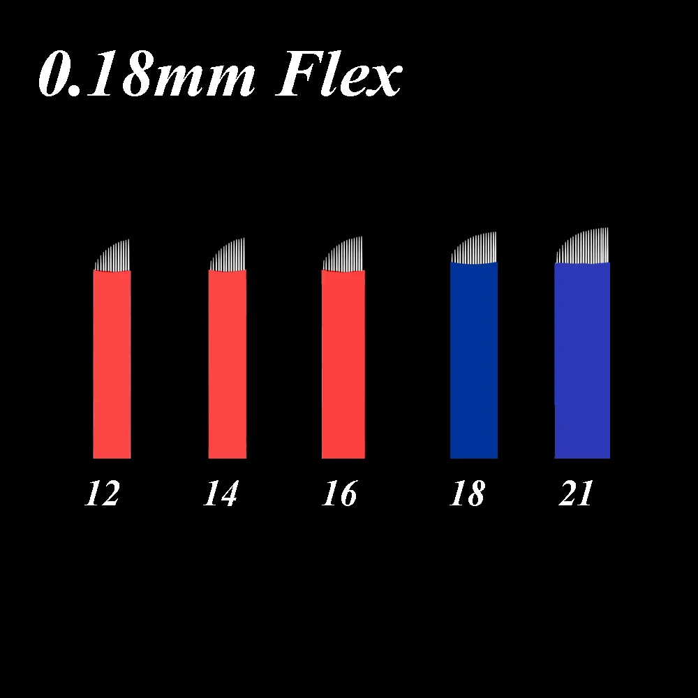 

50pcs 0.18mm 12/14/15/16/18/21 Needles Microblading Needles Permanent Makeup Blades Manual Eyebrow Tattoo Curved Blade