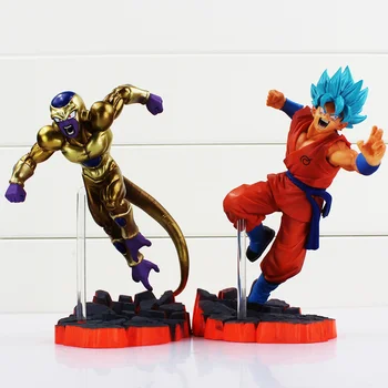 

2pcs/lot 15cm Anime Dragon Ball Z Super Saiyan Son Goku Gold Freeza PVC Action Figures Collectible Model Toys for Kids Boys