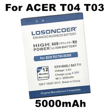 LOSONCOER 5000 мАч BAT-T11 ICP416888L1 для acer Liquid Z630S Z630 T03 T04 батарея мобильного телефона+ быстрое поступление