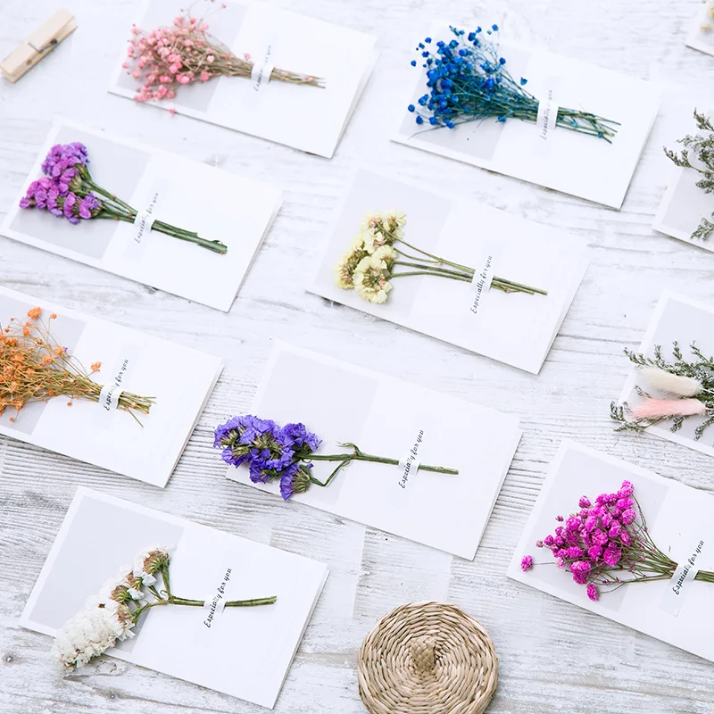 Подарочные креативные сушеные цветы + бумажная открытка Складной Тип 10 шт