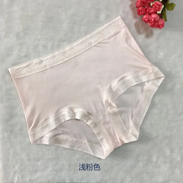 1 шт качественные бесшовные шелковые трикотажные женские трусики нижнее белье M L XL SG002 - Цвет: Light pink