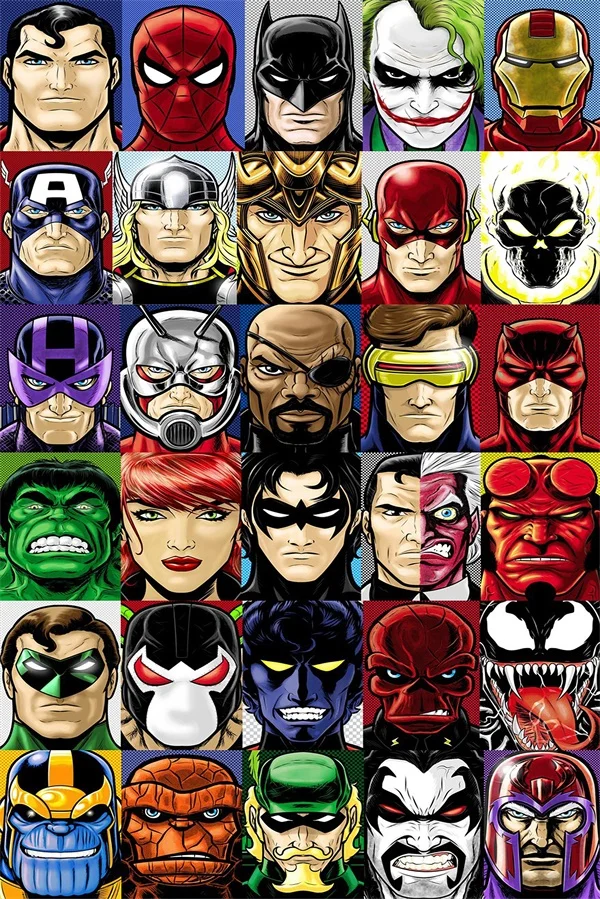

Custom Canvas Art Marvel Superheroes Wallpaper Batman Wall Mural Flash DC Comic Joker Wall Stickers Hulk Poster Superman Decor