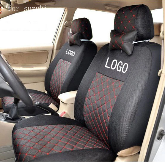 on 2 koltuk kapak suzuki swift jimny suzuki grand vitara icin pamuk karisik ipek gri siyah bej nakis logosu araba koltugu kapaklari seat cover for suzuki car seat coverseat cover aliexpress