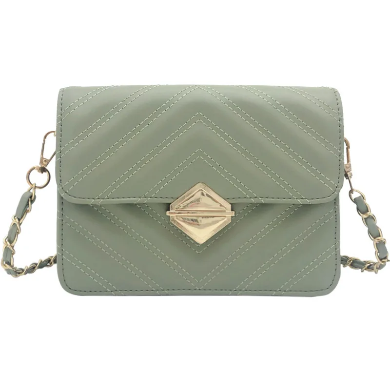 

2019 Bag Leisure Time Pu Small Square Package Single Shoulder Span Woman Packet V Grain Diamond Bag Versatile China B456