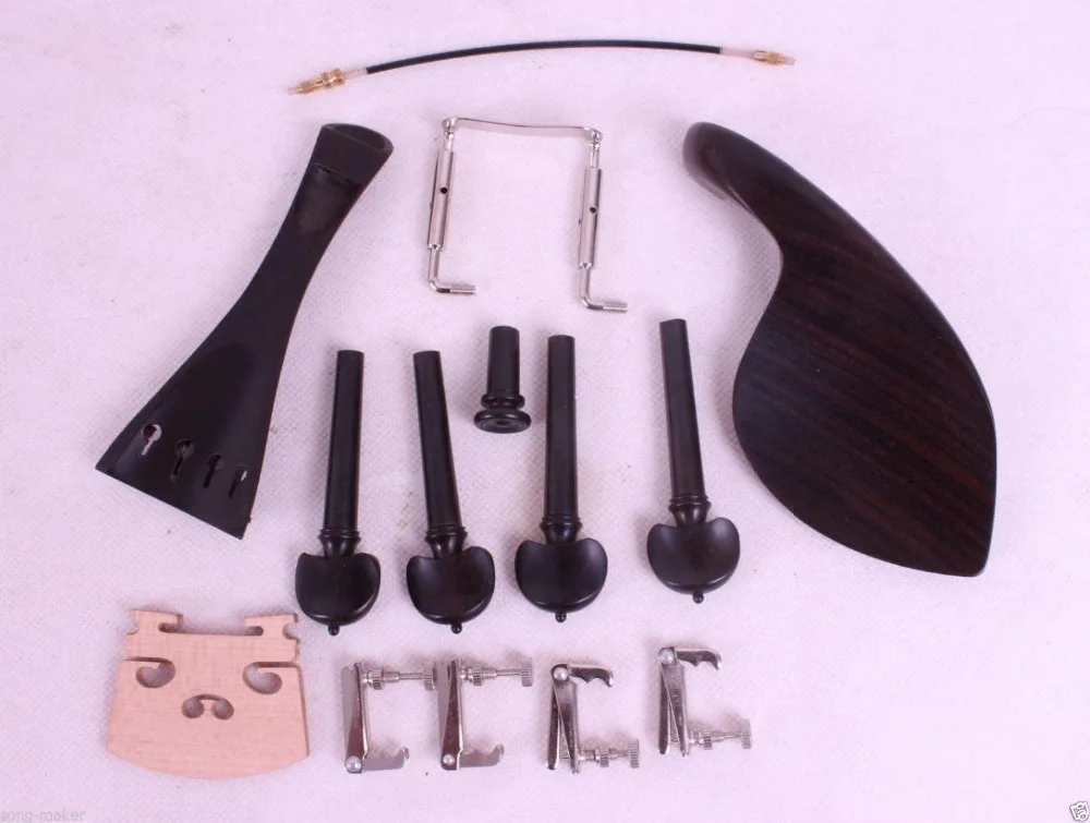 New 5 set violin ebony parts,tailpiece tuner peg chinrest endpin bridge