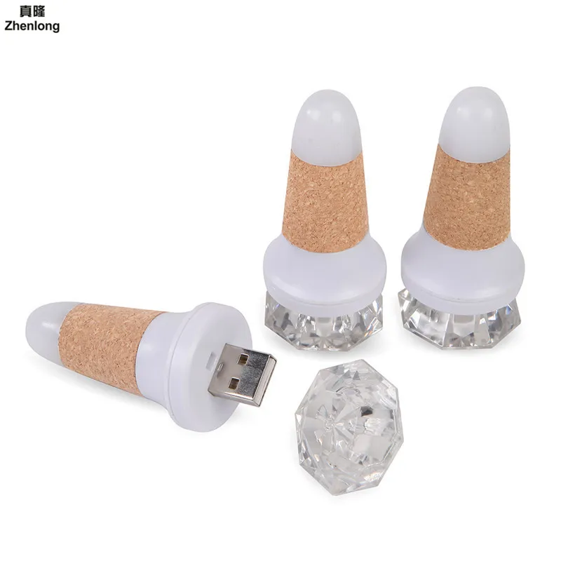 

LED USB Rechargeable Colorful Slow Flash Diamond Wine Bottle Cap Cork Lamp Night Light Birthday Party Couple Dinner KTV Holiday