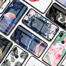 Comfortable smooth Tempered Glass phone case for oneplus 7 pro Flamingo owl sky pattern for Asus ZB602KL 631KL 633KL Cover Coque