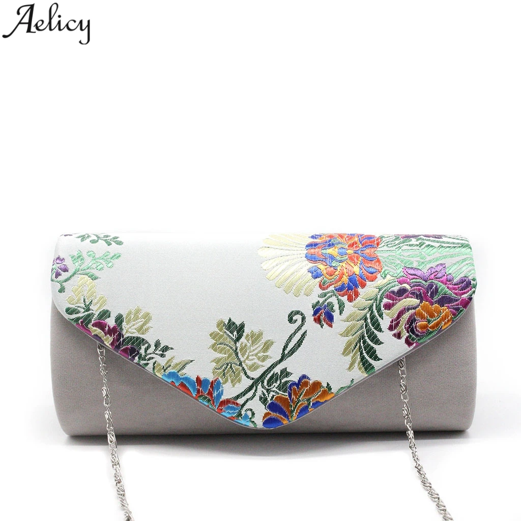 

Aelicy Women Chinese Style Embroidery Floral Minaudiere Evening Party Hand Bag High Quality Designed Elegant Crossbody Bag New