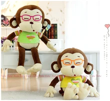 Super sweet 1pc 50cm cartoon glasses doctor monkey plush hold font b doll b font pillow