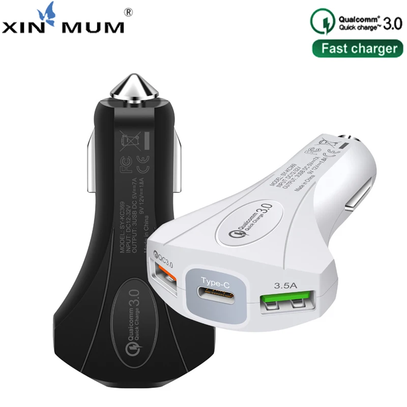 XIN-MUM QC3.0 Dual USB Type C Car Charger for iPhone Charger For iPad iPhone Samsung Xiao Huawei LG PC USB Car Charger XIN-MUM QC3.0 Dual USB Type C Car Charger for iPhone Charger For iPad iPhone Samsung Xiao Huawei LG PC USB Car Charger