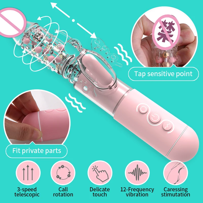 Вибратор BODYPRO в виде кролика бабочки с телескопическими бусинами точка G