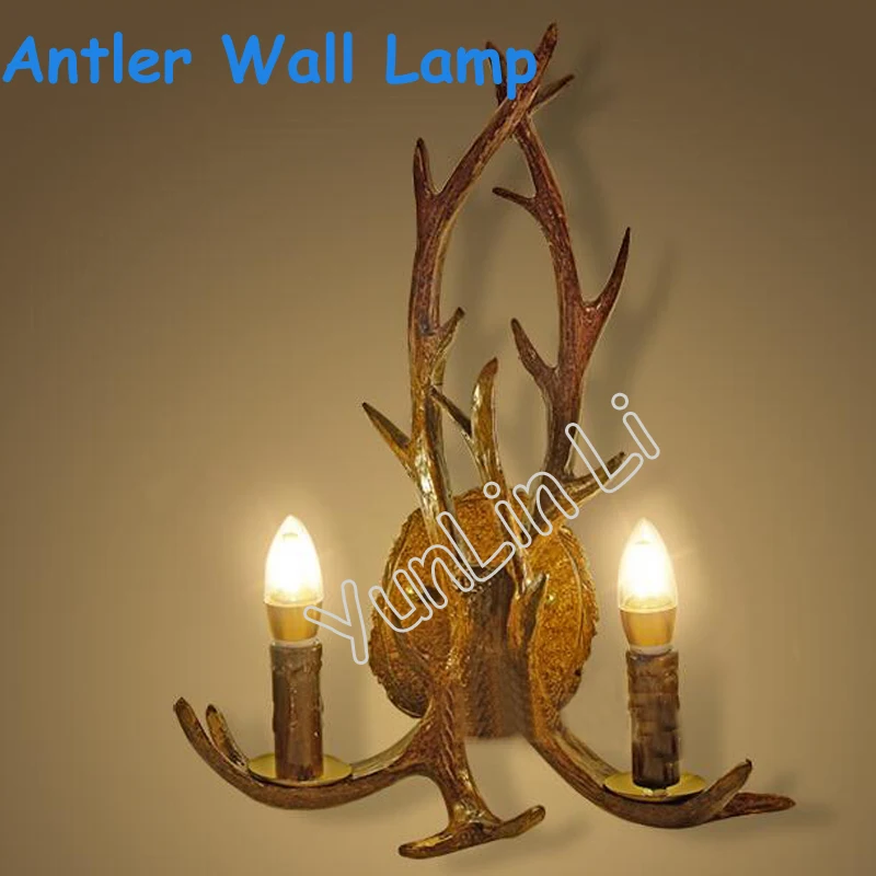 Antlers Wall lamp American Style Lighting Retro Resin Antler Wall Lamp Personality Creative Antlers Wall Lamp 1006